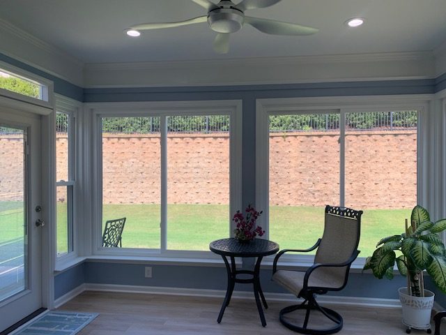 Bright room with walls of energy-efficient windows